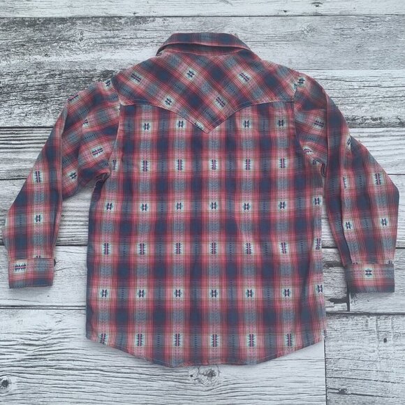 Wrangler Pearl Snap Plaid Southwestern Western Button Down Shirt - Picture 3 of 7